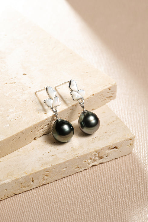 Mother of Pearl Baroque Tahitian Pearl Earrings
